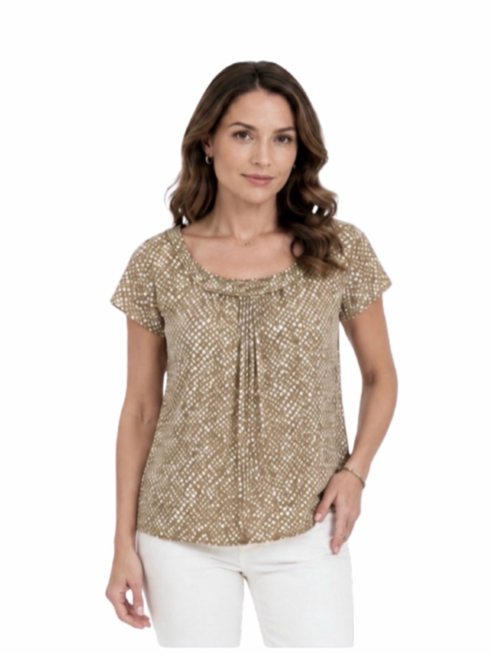 AK Anne Klein Ruffle-Neck Hem Blouse
